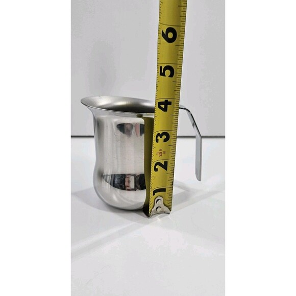 Vintage 60s 3x4" 8oz Weighted Diner Creamer Stainless Steel No Lid Frother Cup - Picture 4 of 6